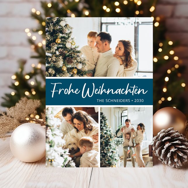 Frohe Weihnachten Photo Collage Holiday Card (Creator Uploaded)