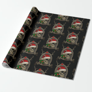 Frohe Weihnachten Totenschädel Stern Banner Mütze  Wrapping Paper