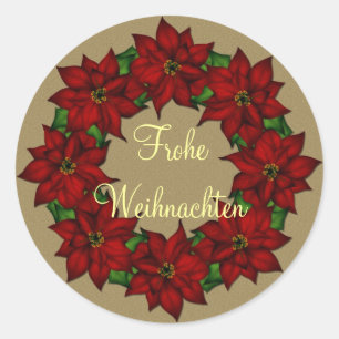 Frohe Weihnachten - Weihnachtsstern Motiv Classic Round Sticker
