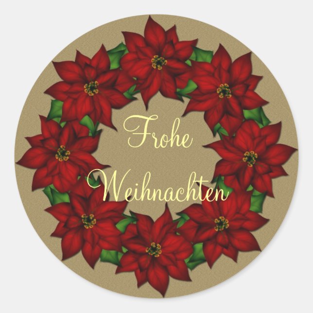 Frohe Weihnachten - Weihnachtsstern Motiv Classic Round Sticker (Front)