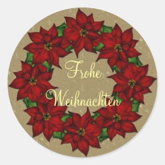 Frohe Weihnachten - Weihnachtsstern Motiv Classic Round Sticker