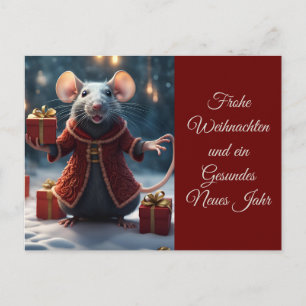 Frohe Weihnachten wünscht die kl. Ratte Postkarte Postcard
