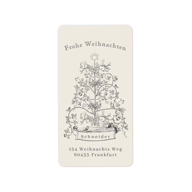 Frohe Weihnacten German Christmas Label (Front)