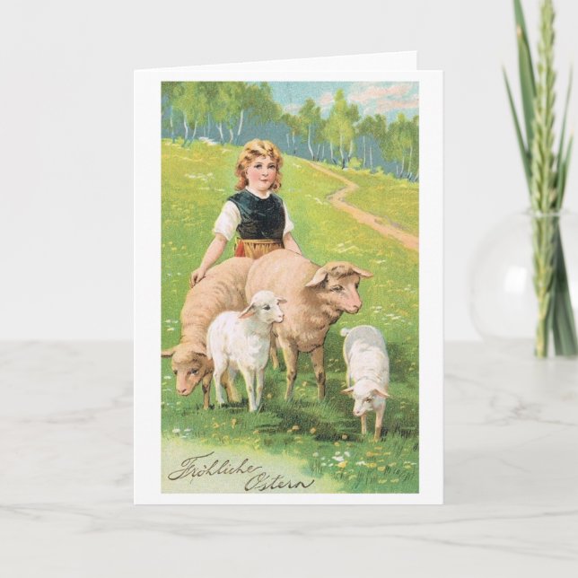 Frohliche Ostern! Vintage German Easter Card (Front)