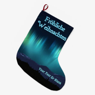 Frohliche Weihnachten - Aurora Borealis Large Christmas Stocking