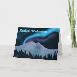 Fröhliche Weihnachten - Blue Aurora Holiday Card