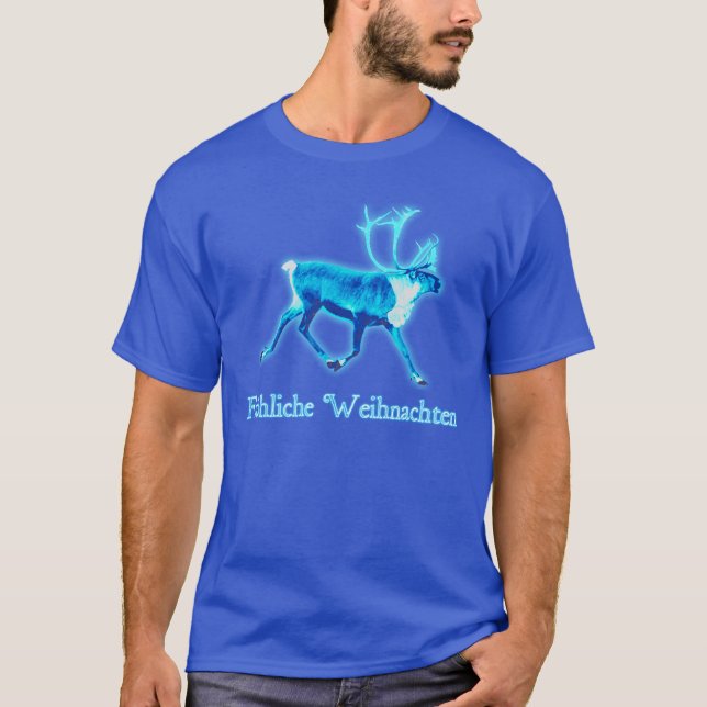 Fröhliche Weihnachten - Blue Caribou (Reindeer) T-Shirt (Front)
