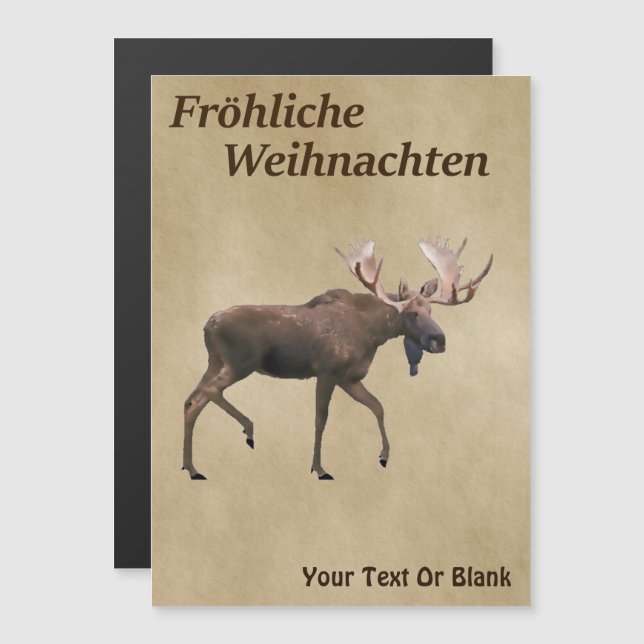 Fröhliche Weihnachten - Bull Moose On Old Paper (Front/Back)