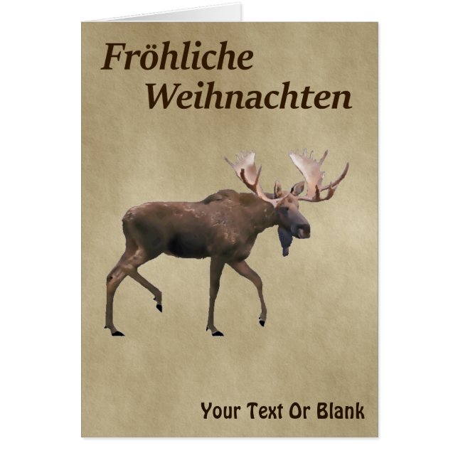 Fröhliche Weihnachten - Bull Moose On Old Paper (Front)