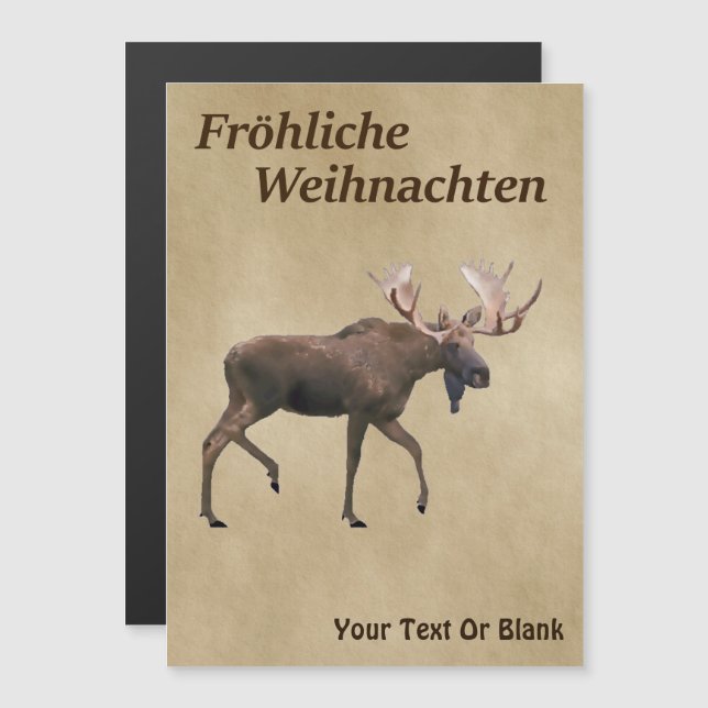 Fröhliche Weihnachten - Bull Moose On Old Paper (Front/Back)