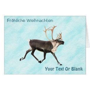 Fröhliche Weihnachten - Caribou (Reindeer) On Snow
