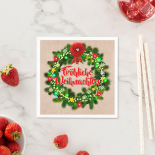 Fröhliche Weihnachten Christmas Cocktail Napkin