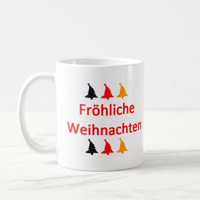 frohliche weihnachten coffee mug (Left)
