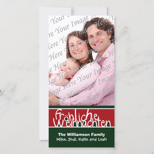 Frohliche Weihnachten Custom Holiday Photo Card (Front)