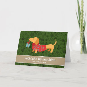 Fröhliche Weihnachten, cute dachshund  Holiday Card