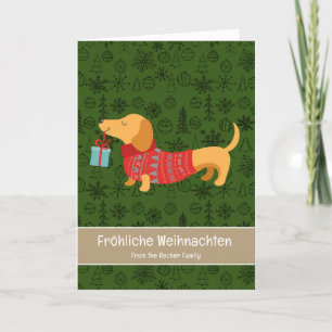 Fröhliche Weihnachten, cute dachshund  Holiday Card