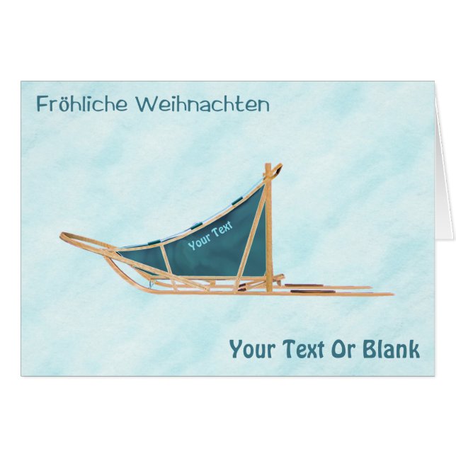 Fröhliche Weihnachten - Dog Sled On Snow (Front Horizontal)