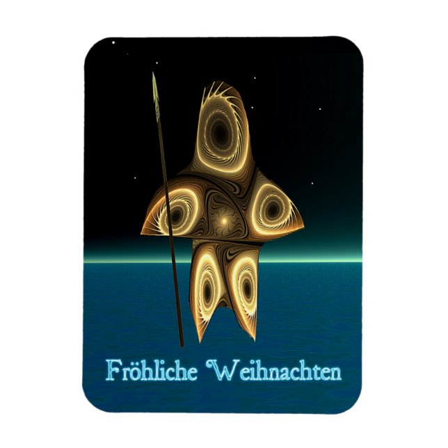 Frohliche Weihnachten - Fractal Inuit Hunter Magnet (Vertical)