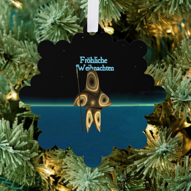 Fröhliche Weihnachten - Fractal Inuit Hunter Tree Decoration Card (Insitu (Tree))