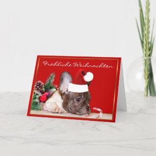 Fröhliche Weihnachten French Bulldog greeting car Holiday Card