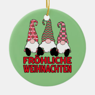 Fröhliche Weihnachten German Christmas Nordic Gnom Ceramic Tree Decoration