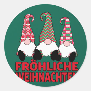 Fröhliche Weihnachten German Christmas Nordic Gnom Classic Round Sticker