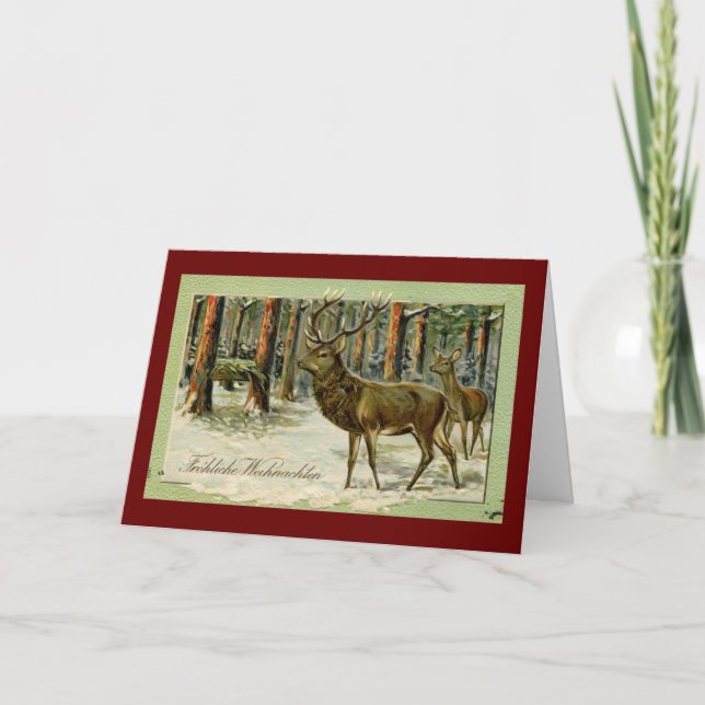 Fröhliche Weihnachten German Christmas Vintage Holiday Card (Front)