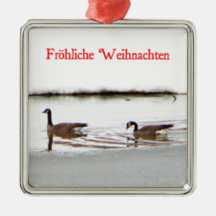 Frohliche Weihnachten - Honkers - Canada Geese Metal Tree Decoration