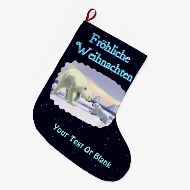 Frohliche Weihnachten - Mama Nose Best Large Christmas Stocking (Front (Hanging))
