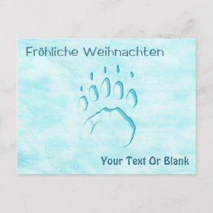Fröhliche Weihnachten - Polar Bear Paw Print Postcard