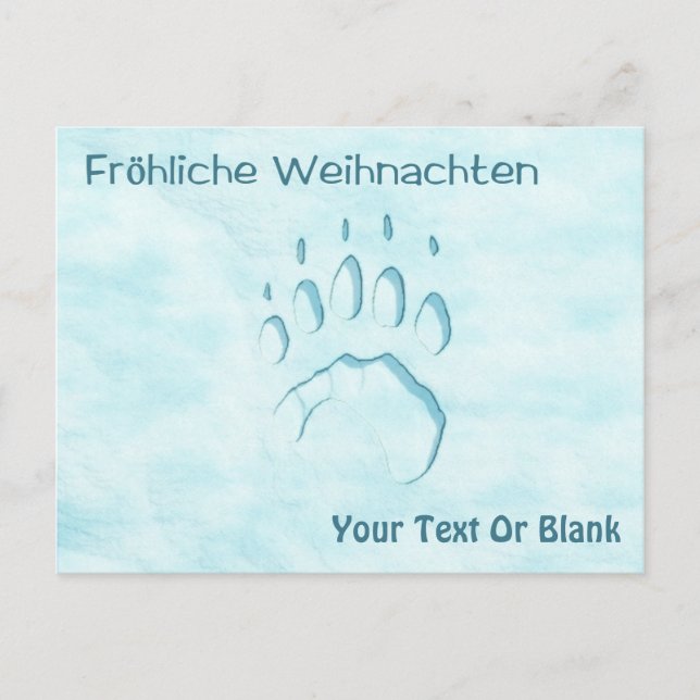 Fröhliche Weihnachten - Polar Bear Paw Print Postcard (Front)