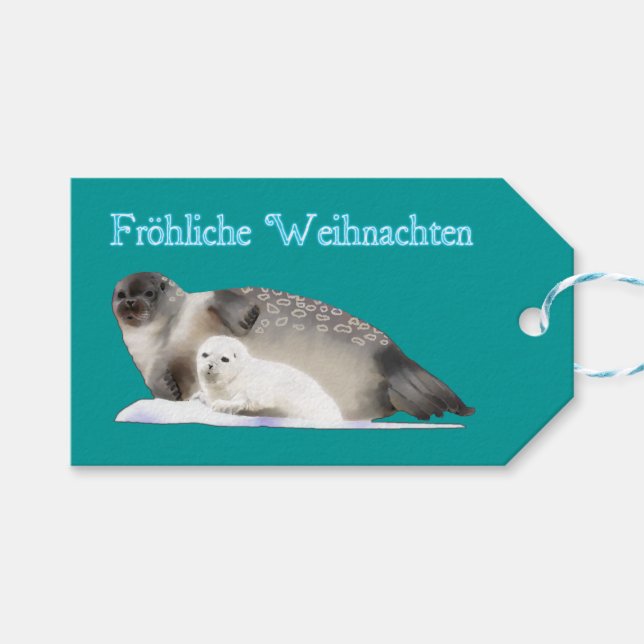 Frohliche Weihnachten - Ringed Seal Gift Tags (Front (Horizontal))