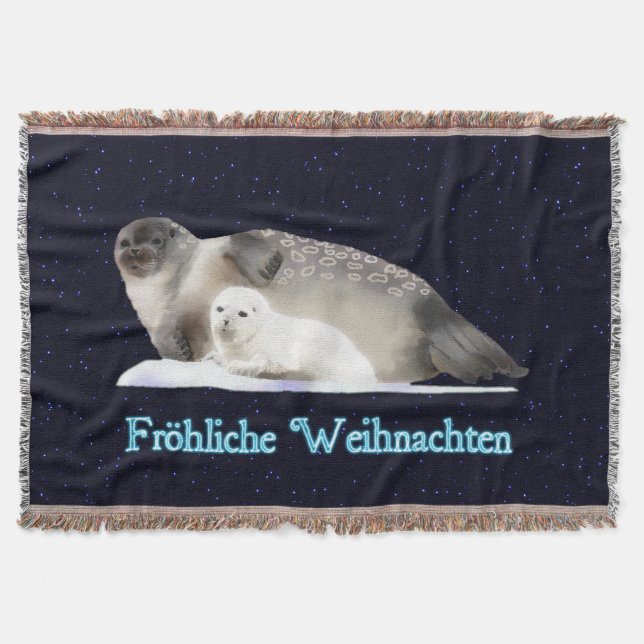 Frohliche Weihnachten - Ringed Seal Throw Blanket (Front)