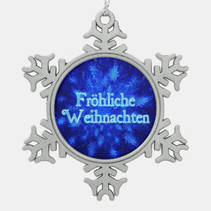 Frohliche Weihnachten - Snowburst Snowflake Pewter Christmas Ornament