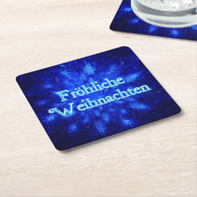 Frohliche Weihnachten - Snowburst Square Paper Coaster (Angled)
