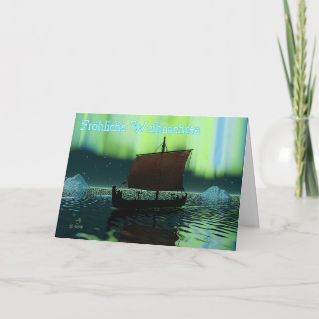 Fröhliche Weihnachten - Viking Ship Holiday Card (Front)