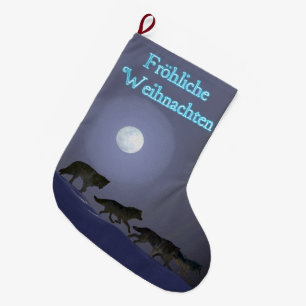 Frohliche Weihnachten - Wolfpack Large Christmas Stocking
