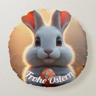 Fröhlicher Osterhase im Zauber des Frühlings Round Cushion