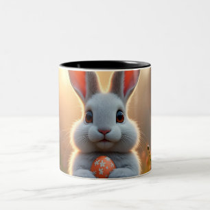 Fröhlicher Osterhase im Zauber des Frühlings Two-Tone Coffee Mug