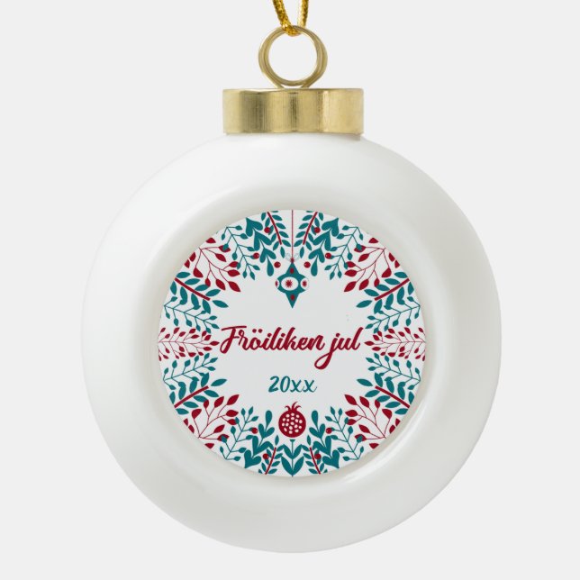 Fröiliken jul, North Frisian Merry Christmas Ceramic Ball Christmas Ornament (Front)