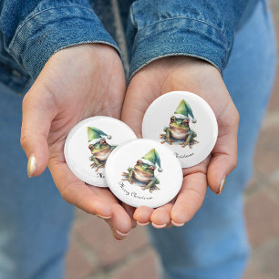 Frolic Christmas Frog, custom 3 Cm Round Badge