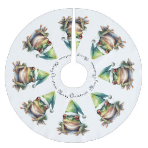 Frolic Christmas Frog, custom Brushed Polyester Tree Skirt