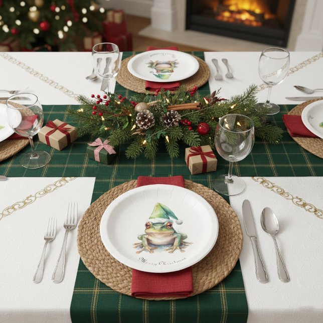 Frolic Christmas Frog, custom Paper Plate (Creator Uploaded)