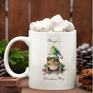 Frolic Christmas Frog, custom Two-Tone Coffee Mug