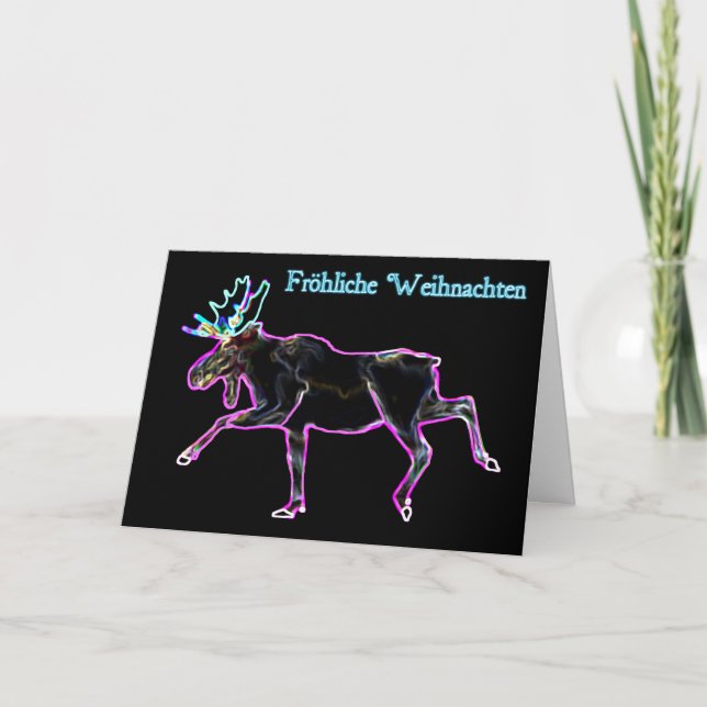 Froliche Weihnachten - Electric Moose Holiday Card (Front)