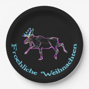 Froliche Weihnachten - Electric Moose Paper Plate