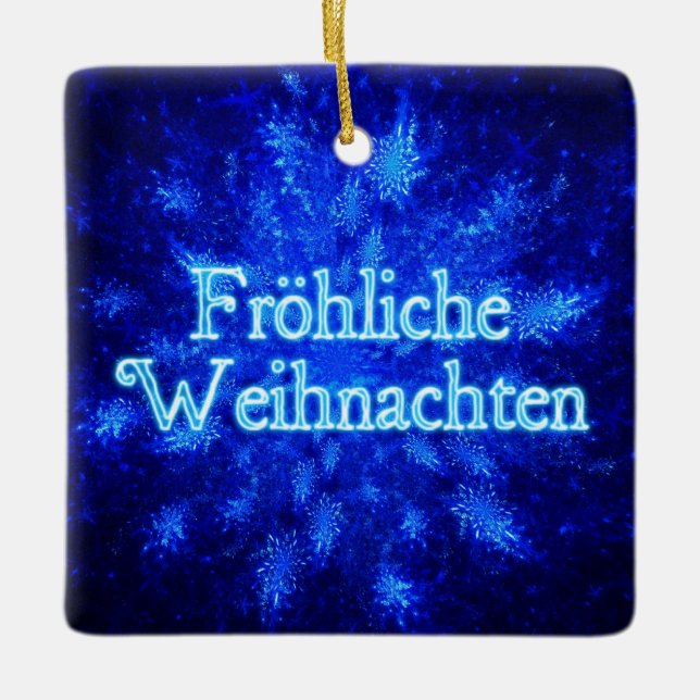 Froliche Weihnachten - Snowburst Ceramic Ornament (Front)