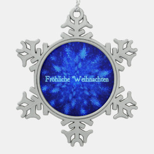 Froliche Weihnachten - Snowburst Snowflake Pewter Christmas Ornament