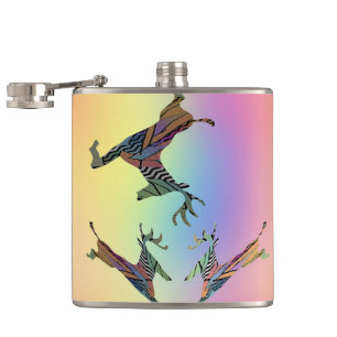 Frolicking Deer Vinyl Wrapped  Hip Flask