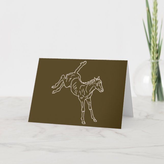 Frolicking Horse Foal - transparent line.  Card (Front)